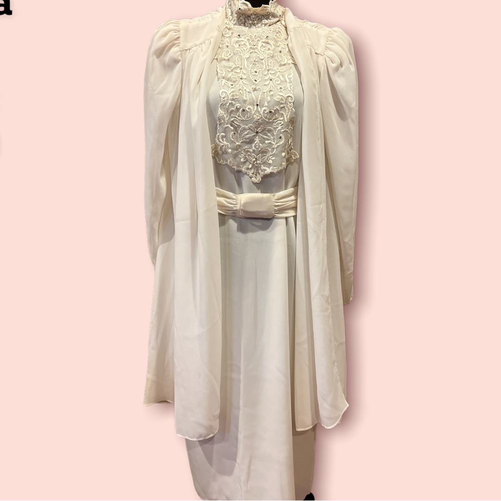 Patra Elegant White Dress with Cape
